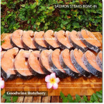 Salmon BONE-IN Atlantic Chile frozen MEDIUM SIZE steak cuts 3/4" 2cm (price/pack 600g 3-4pcs)